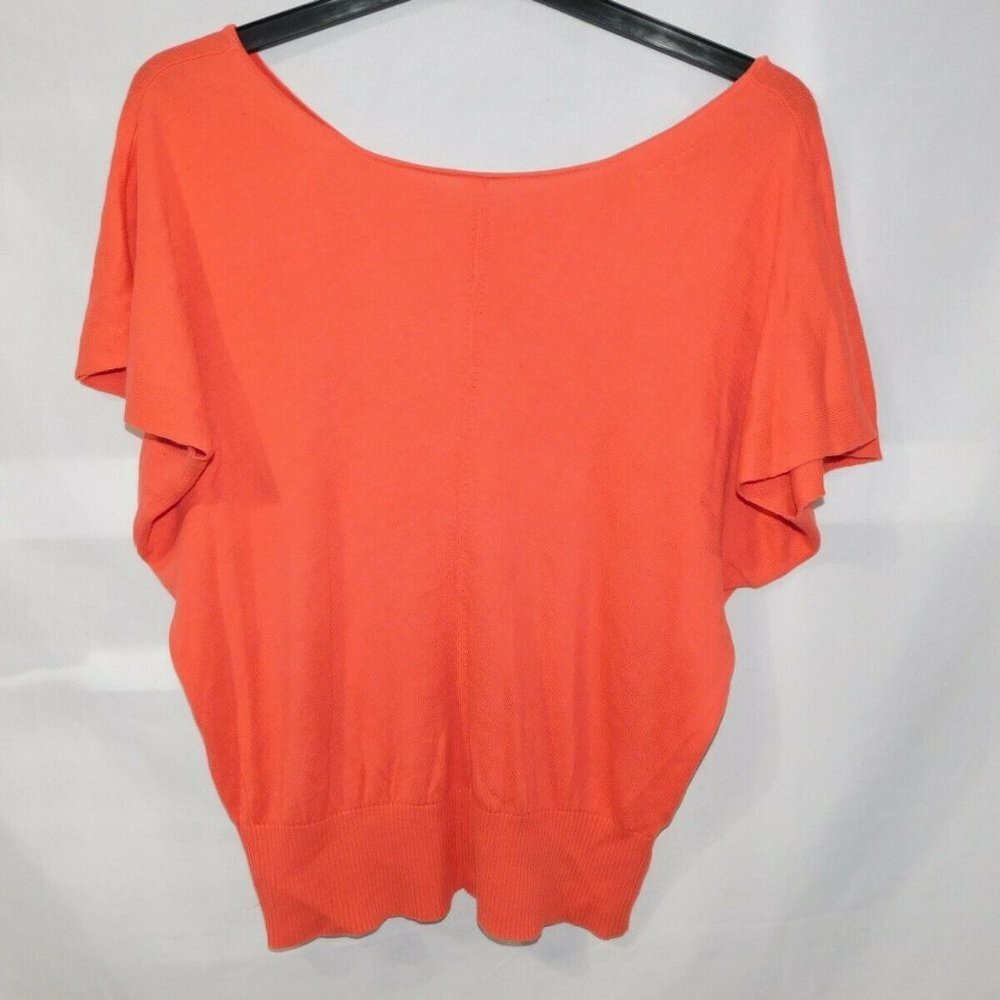 Anthropologie MOTH Orange Knit Short Flutter Sleeve Sweater Womens M